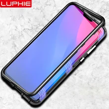 LUPHIE для xiaomi mi 8 чехол с магнитной адсорбцией металлический бампер+ закаленное стекло задняя крышка чехол для xioa mi 8 mi 8 глобальная версия