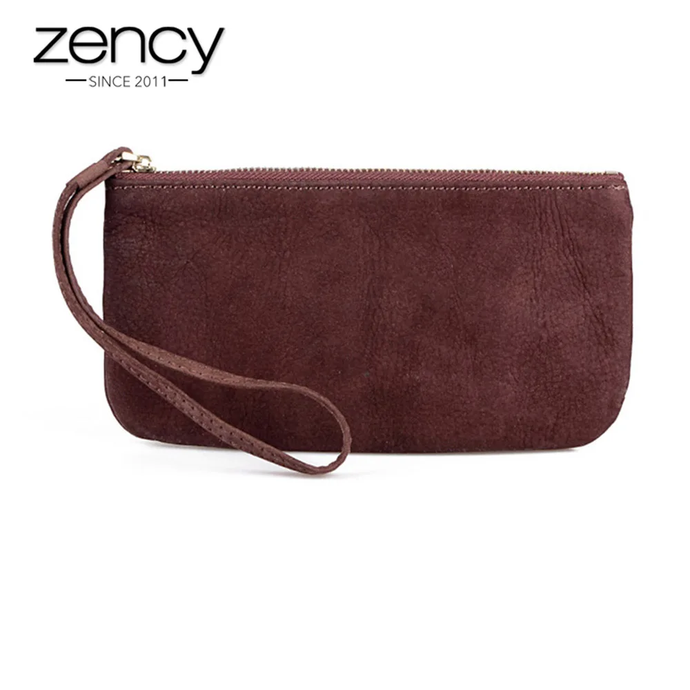 

Zency Black Women Coin Purse 100% Genuine Leather High Quality Small Wallet Fashion Lady Long Purses Soft Skin