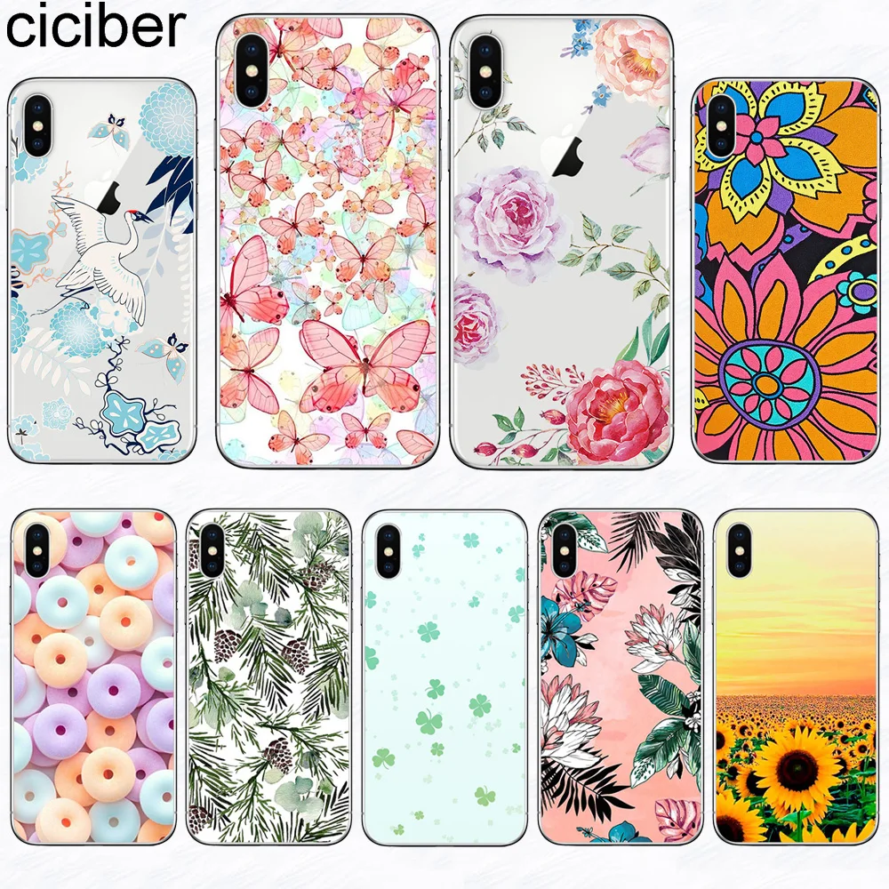 

ciciber Floral Rose Sunflower Phone Cases for Iphone 11 Pro XR XS MAX X Silicone Cover for iphone 7 8 6 6S Plus 5S SE Funda Capa