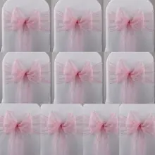 HGHO-10 розовый чехол для стула из органзы с поясом и бантом для украшения свадебной вечеринки