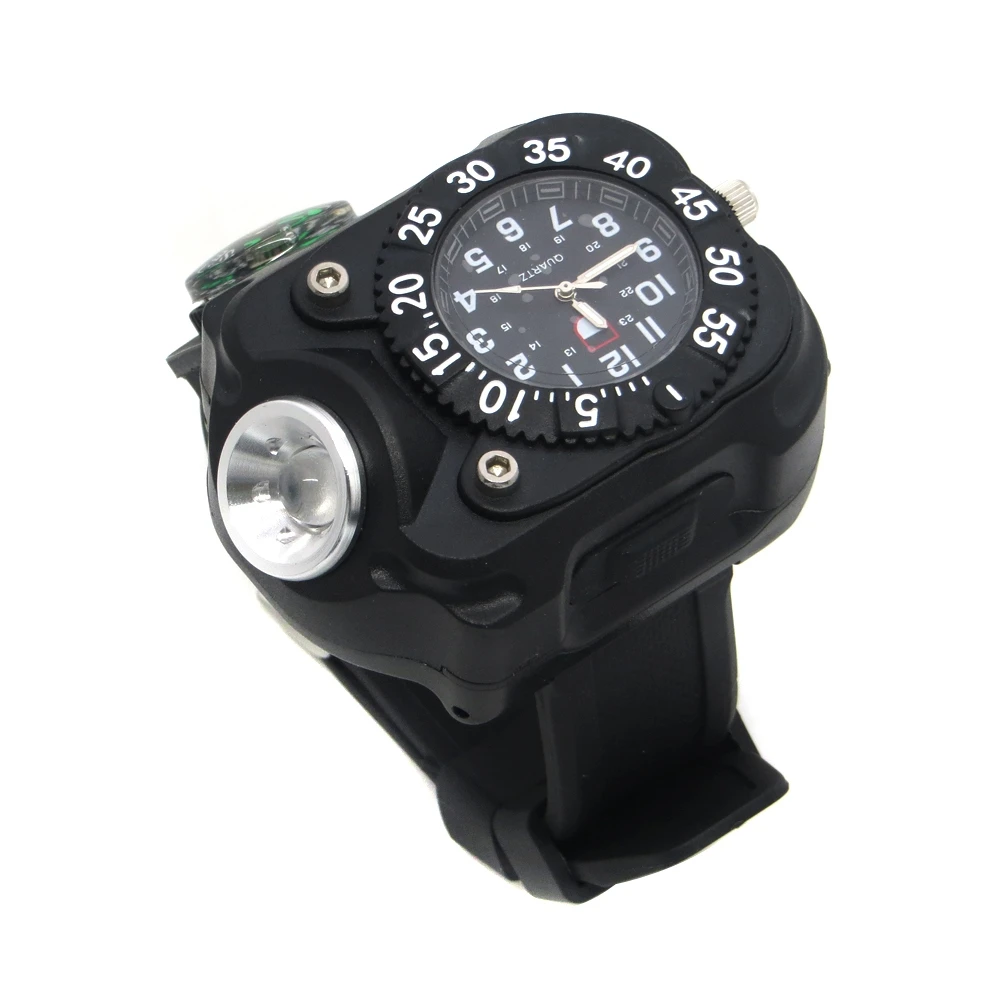 10 шт./лот перезаряжаемый CREE LED наручные механические часы фонарик Спорт на