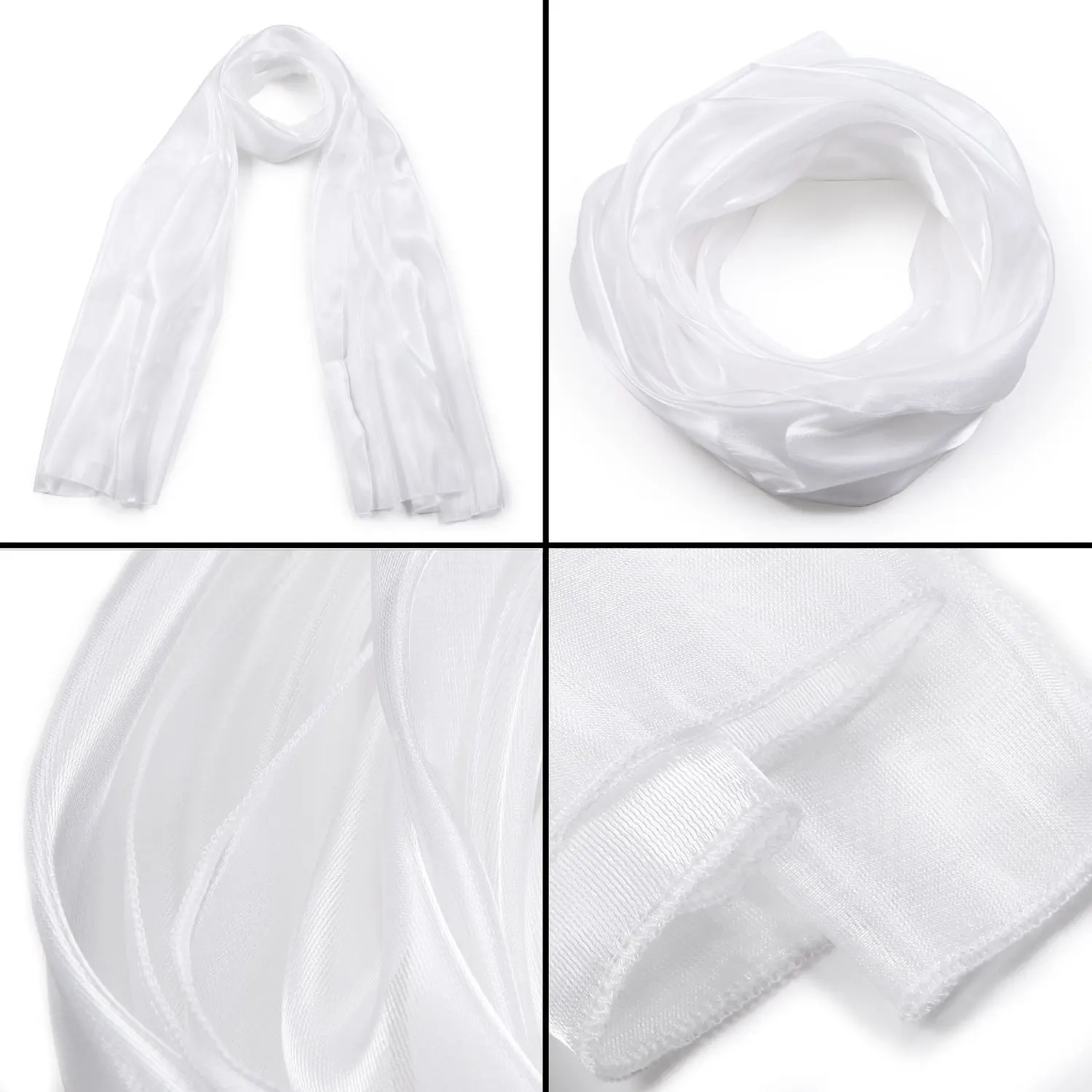 Шарф Шелковый женский платок длинный шелковый шарф для вечерней свадьбы белый
