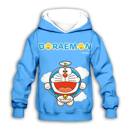 Kawaii Doraemon/Детские толстовки с капюшоном и объемным принтом; толстовка для маленьких мальчиков и девочек с героями мультфильмов Nobita Nobi; комплект уличной одежды; пуловер - Цвет: Kids  hoodies