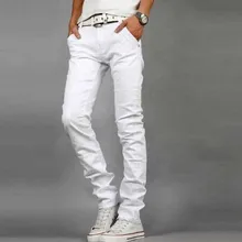 Herbst Neue Mode Männlichen NEUE MENS SLIM FIT DÜNNE STRETCHY WEIßE JEANS Beiläufige HOSENHOSE Plus Größe 27-36