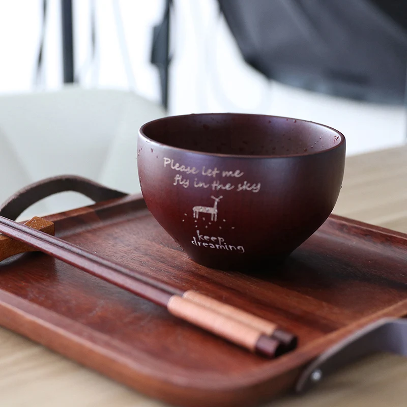 Cute Animal Wood Bowl Kids Wooden Bowl Small Kitchen Rice Soup Dining Serving Bowl Miso Sauce Food Container Wooden Utensils (4)