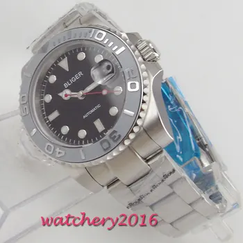 

Luxury Brand 40mm Bliger Black Dial Sapphire Glass Stainless Steel Band Luminous marks Miyota Automatic Movement men's Watch