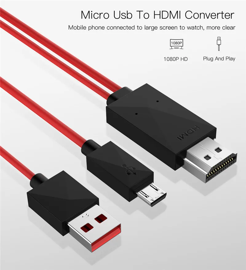 Robotsky Micro usb адаптер HDMI 11Pin штекерным HDMI USB Мужской 1080 P ТВ конвертер кабель для samsung Galaxy S4 S5 S6 края Примечание 3