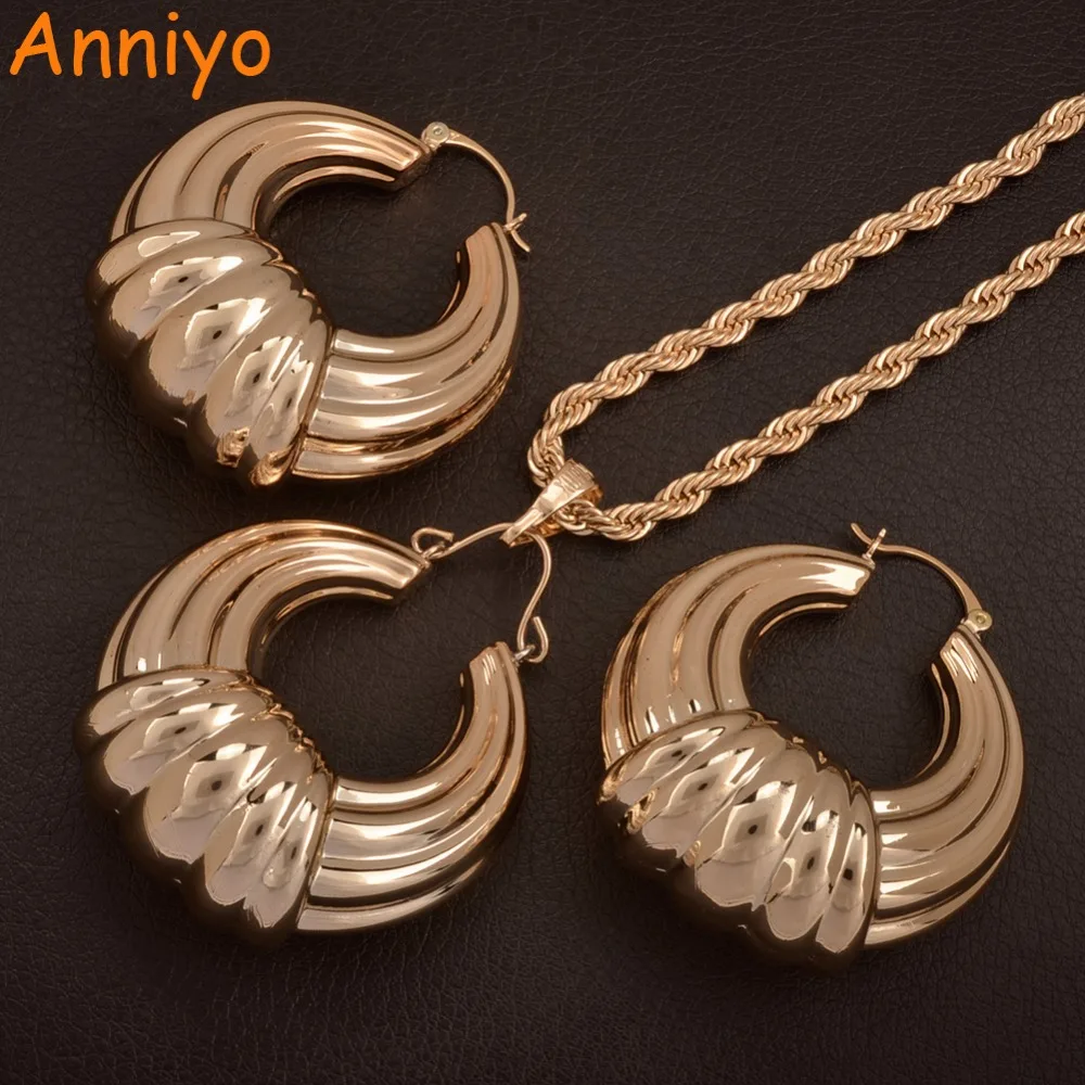 

Anniyo African Wedding Jewelry sets Nigerian Big Pendant & Necklaces & Earrings for Women Engagement Best set #061104