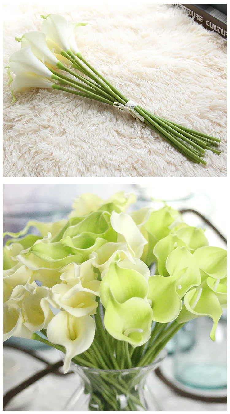 10pcs Calla Lily Bridal Wedding Bouquet head Latex Real Touch Flower Bouquets White (6)