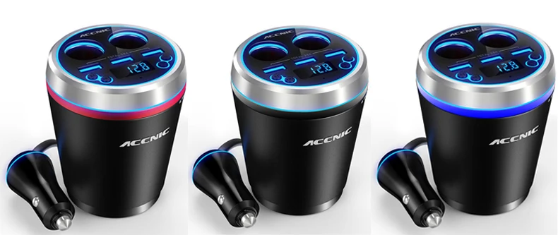 Accnic C1 3.5A 3 USB Car FM Transmitter Car Cigarette Lighter MP3 Player Adapter Hands free Wireless Bluetooth Radio FM Receiver