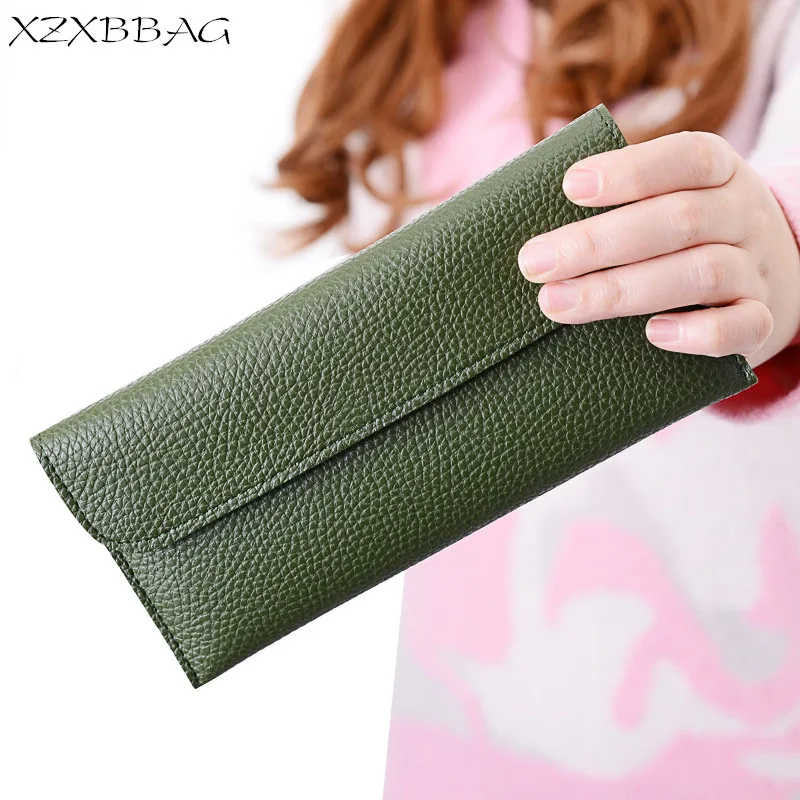 XZXBBAG Модный женский длинный кошелек с зернистой текстурой личи дизайн женский несколько держатель для карт Конверт Кошелек Дамская сумка для денег зажим