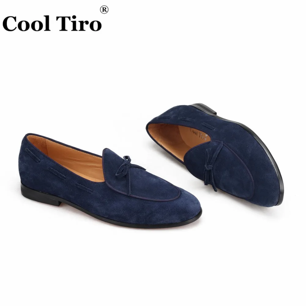 Blue Suede Belgian Loafers Men Dress Shoes (5)