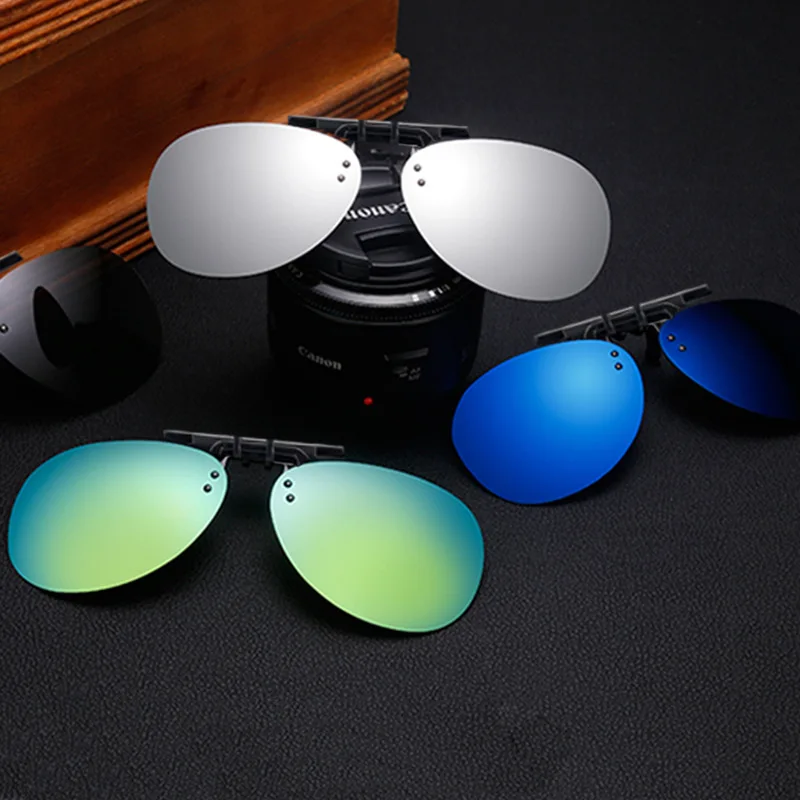 Polarized Clip-On Flip-Up Sunglasses For Prescription Glasses – Rimless, Large, Black Lens For Glare Reduction - View #11