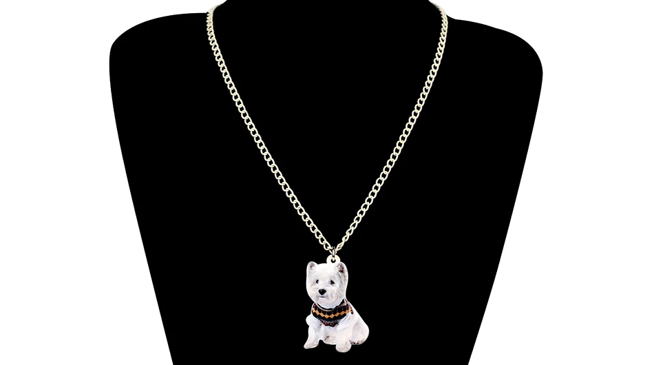 Bonsny набор акриловых украшений West Highland белый шарф с терьером собака ожерелье серьги Мода кулон для женщин девушки украшения