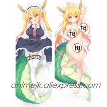 Аниме Miss Kobayashi's Dragon Maid Tohru Сексуальная дакимакура наволочка для тела Чехол Kobayashi-san Chi No Maid Подушка дракона чехол