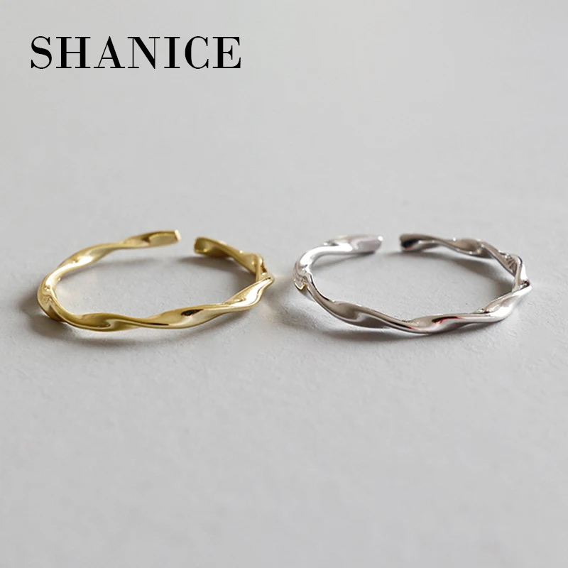 

SHANICE Gold Color Chic Wave Style Simple Thin Ring 925 Sterling Silver Open Ring For Women Vintage Anti-Allergy Fashion Jewelry