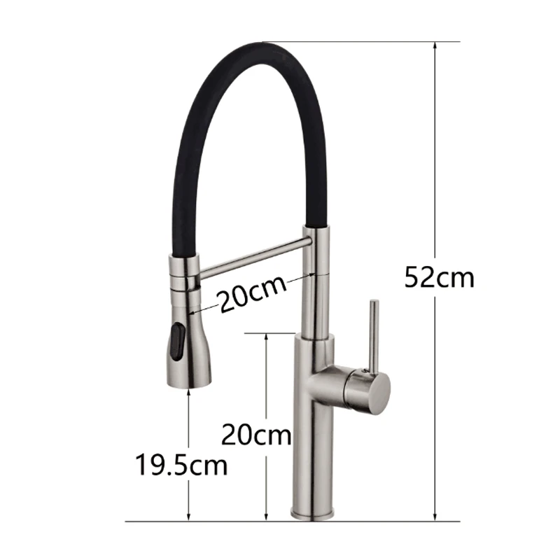 Luxury Spring Pull Down Kitchen Faucet Brushed Nickel Kitchen Water Faucet Brass Made Spray Shower Head Kitchen Faucet 3 Colors