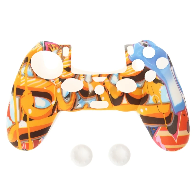 

2019 Colorful Soft Silicone Gamepad Cover Case + 2 Joystick Caps Kit Protective Skin Case For PS4 Controller