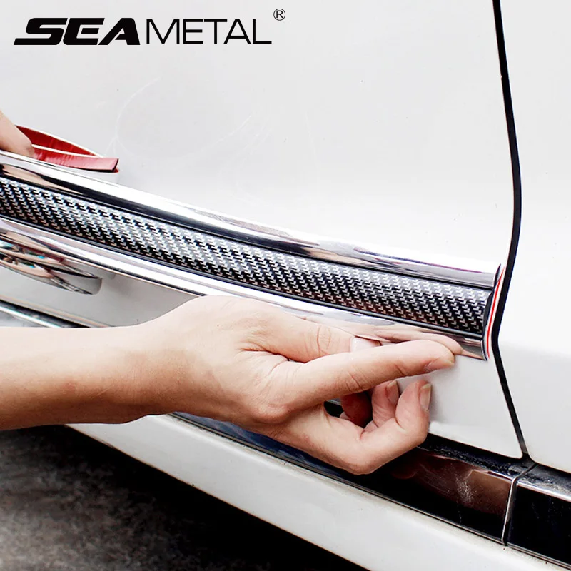 

3D Car Stickers And Decals Automobiles Bumper Strip Anti-Scratch 5D Carbon Fiber Vinyl Protector Strip Auto Accessories Styling