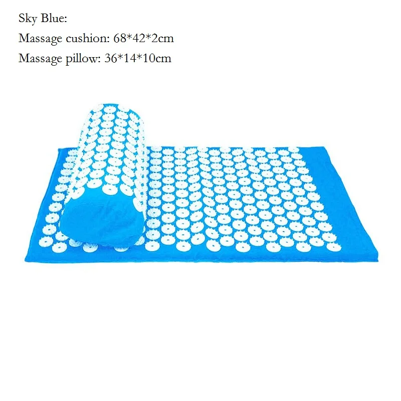 Массаж головы тела Акупунктура массажер коврик Расслабление облегчение стресса боль йога коврик подушка для акупрессуры Подушка Прямая поставка - Цвет: Sky Blue Set