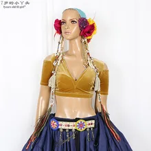 Belly Dance Velvet Fat Chance Tribal Choli Belly Dance Costume Short Drop Sleeve Top CJJ01