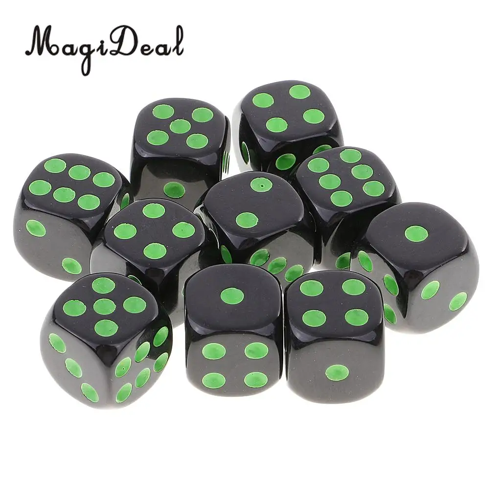 MagiDeal Durable 10Pcs Plastic D6 Dice Set for Dungeons& Dragons RPG Table Board Game Party Club Pub Dice Accessory 3 Colors