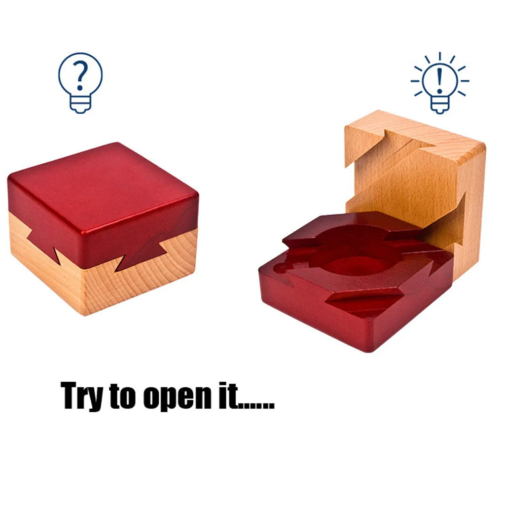 

Puzzle Wooden Secret Box Compartment Hidden Diamond Gift Surprise Brain Teaser