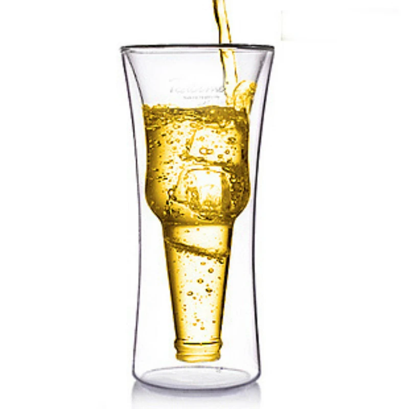 350ML flip beer mug creative double glass personal...