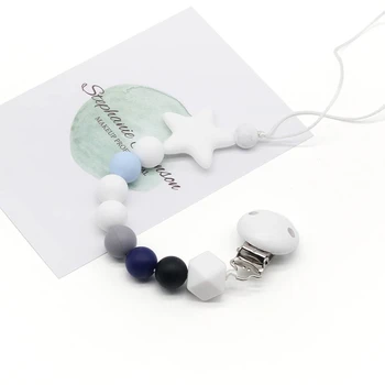

Personalized silicone teeth quick clips with safe ABS pearl silicone fast chain holder for nipple baby chewing toy