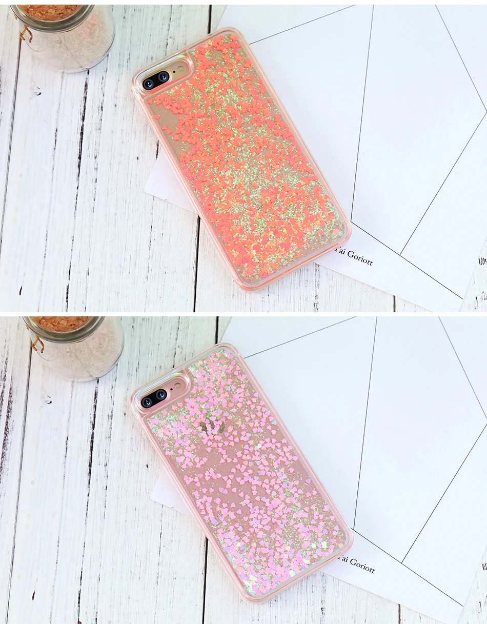 MR.YI Bling Heart Quicksand Phone Case For iPhone 7 6 6S Plus 5S Shiny Sequin Clear Case Cover For iPhone 5 5S SE 5C 6 6S Plus (14)