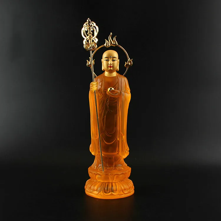 

Tibetan Bodhisattva, Buddha Statue, Water Glass, Tibetan King, Bodhisattva, Backlit Imitation Glass, Standing Flame Gold