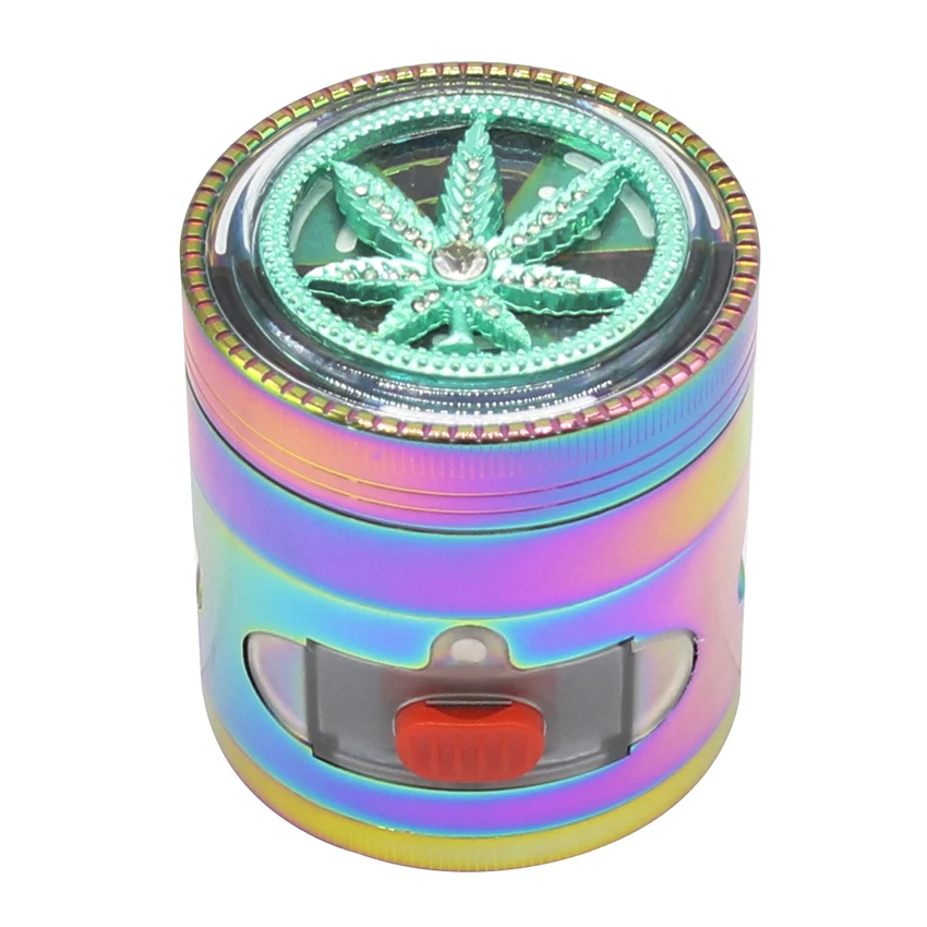 

EKJ New Arrival Design Hemp Leaf Cover With Drawer 63mm Metal Zinc Alloy Wholesale Herb Grinder Weed