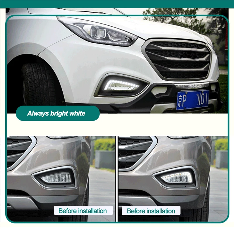 1 пара дневные ходовые огни для hyundai Santa Fe IX45 2015 2013 2014 12 V светодиодный