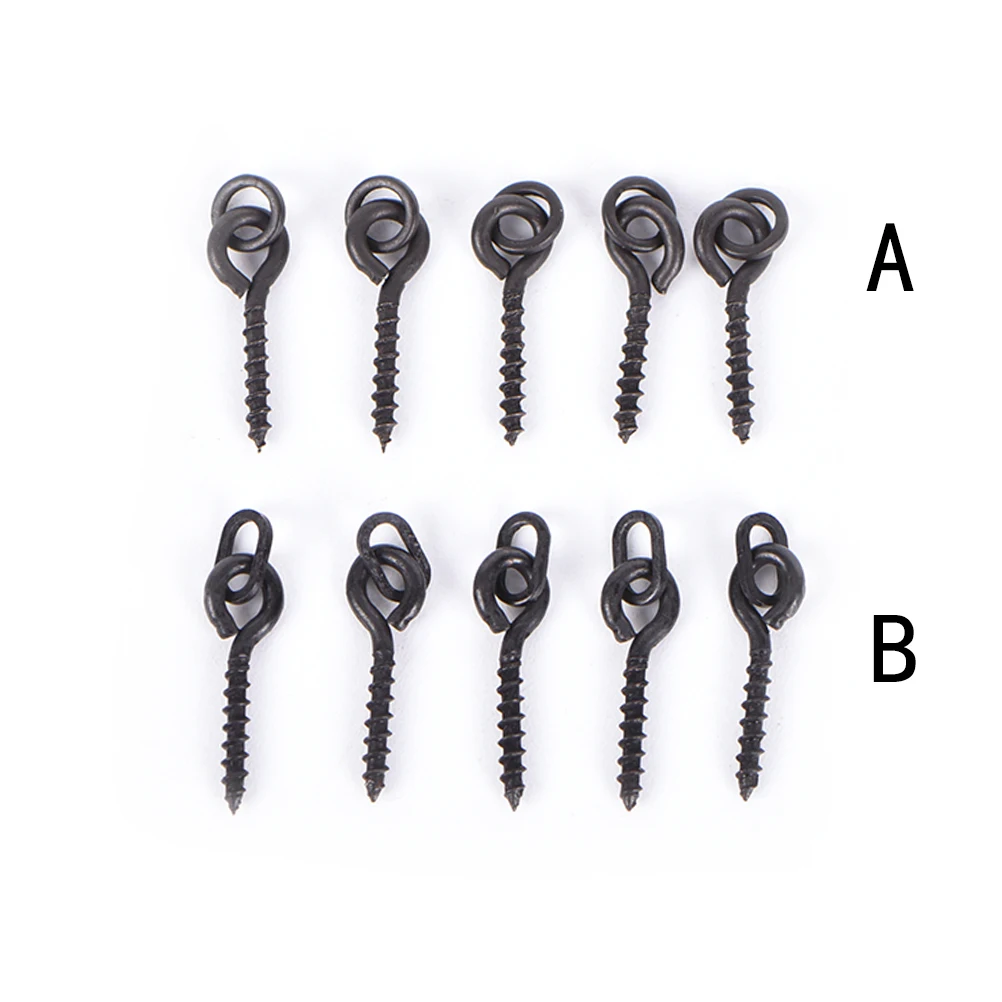 

New 20 pcs/lot Carp Fishing Chod Boilie Screw With Solid Ring Pop Up Peg Pellet Holder Bait Stop Matte Black Terminal Tackle