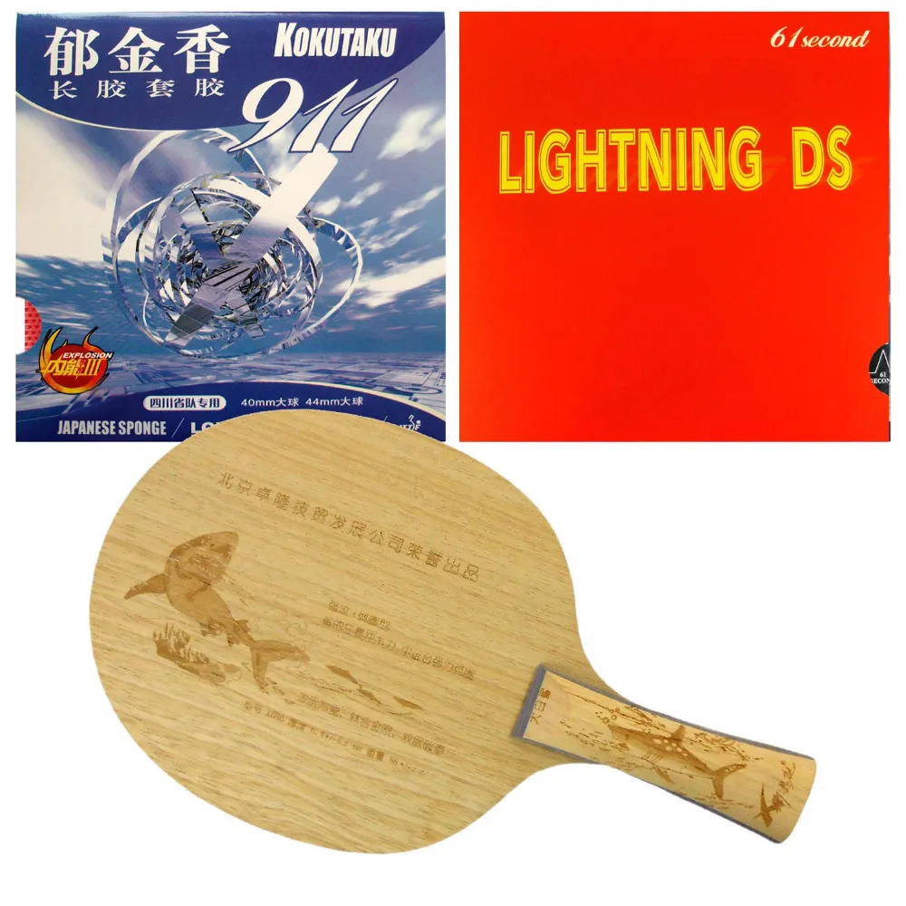 

Xi EnTing Shark X686 Blade with Kokutaku Tulpe 911 and 61second Lightning DS NON-TACKY Shakehand long handle FL