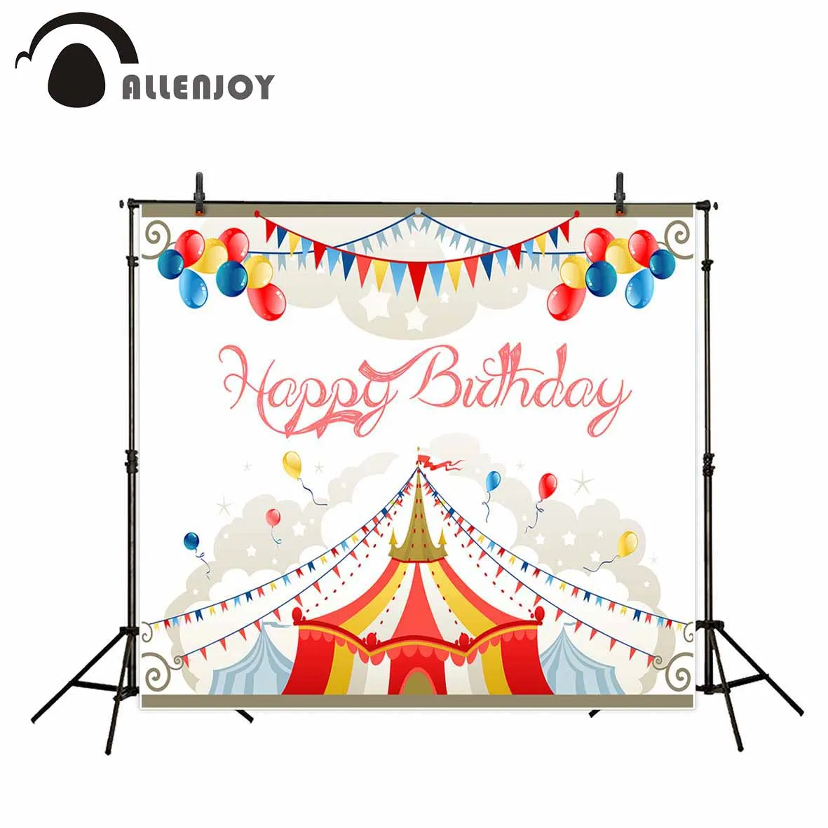 Allenjoy backdrop for photo studio circus birthday balloons flags party