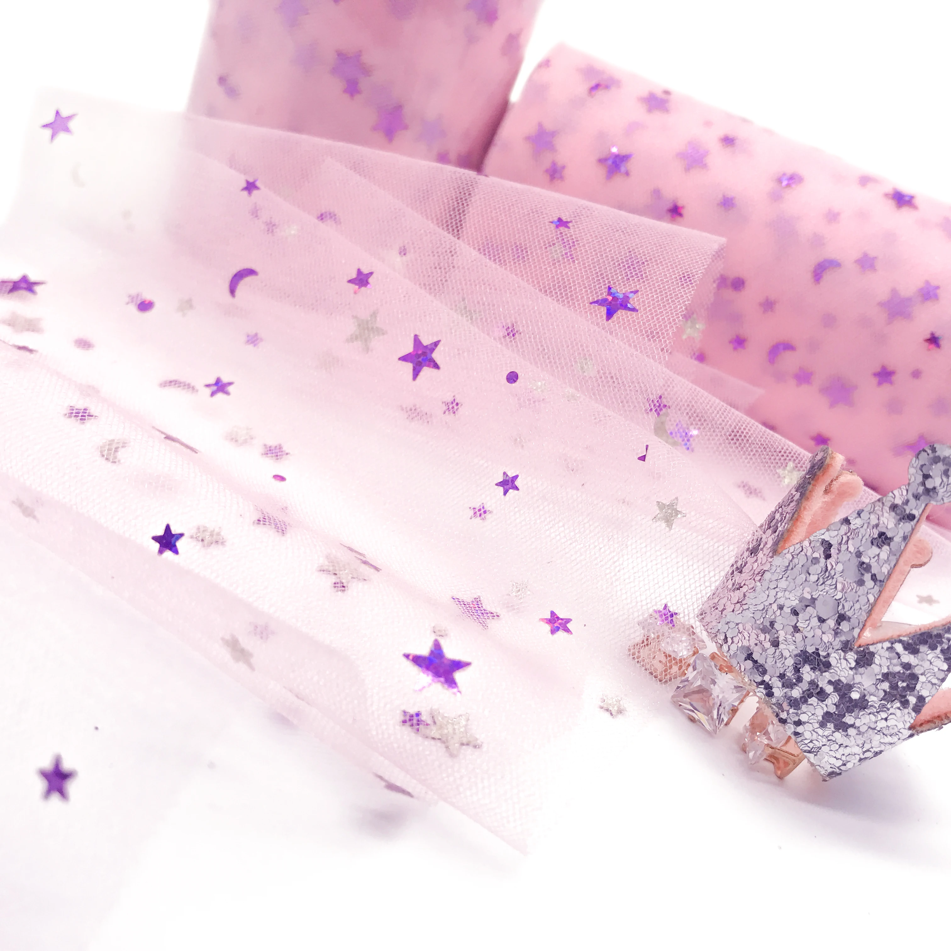 

David accessories 5.2'' sequins star tulle gauze for party wedding christmas decoration 25yards,DIY handmade materials,25Y58308