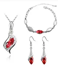 IL Top Quality Elegante Belas 925 Prata Cristal CZ VERMELHO colar Pingente pulseira brincos conjuntos de jóias quatro peças(China)