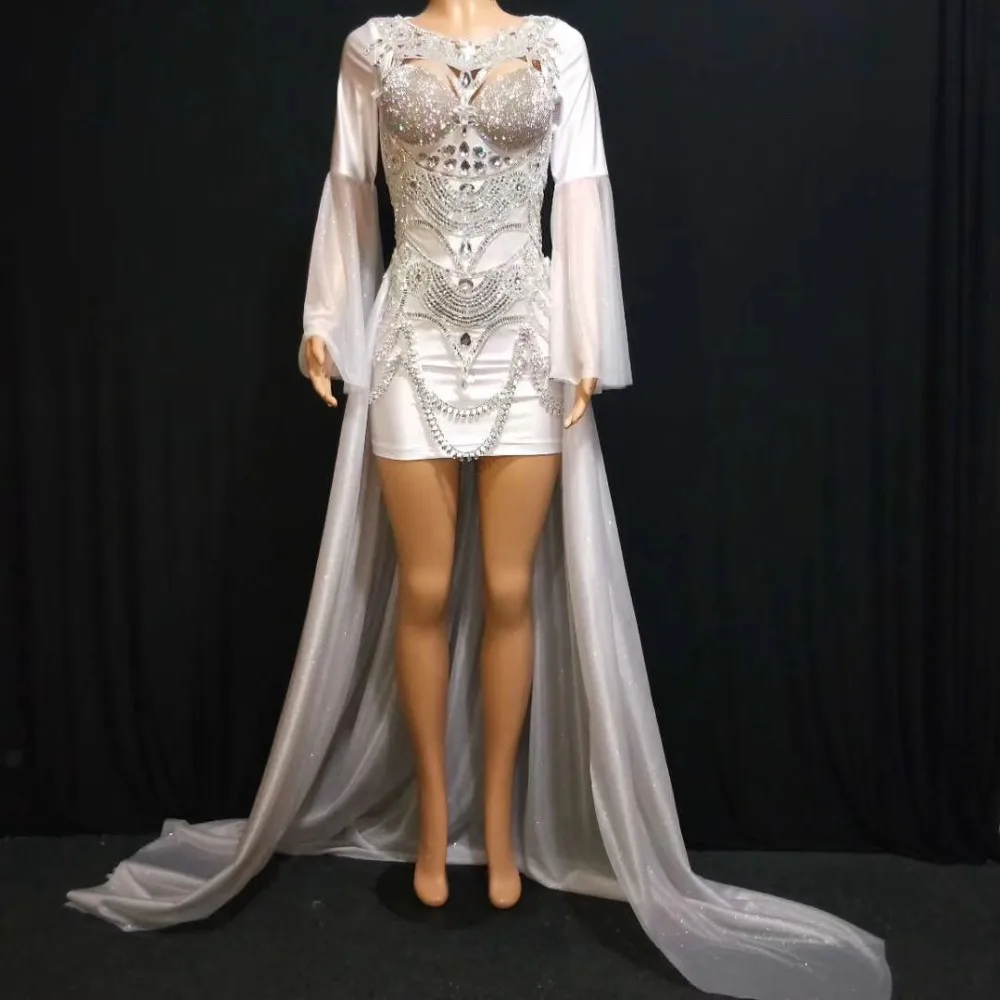 

Sexy Dance Costume For Singers Women Rhinestone Nightclub Dress Exotic Dj Stage Rave Outfit Ds Gogo Performance Clothing DC2436