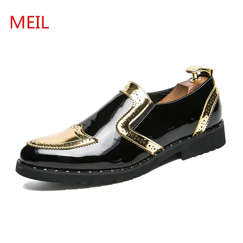 

MEIL Designer Luxury Mens Dress Shoes Patent Leather Wedding Shoes Men Loafers Banquet Party Office Formal Oxford Shoes for Men