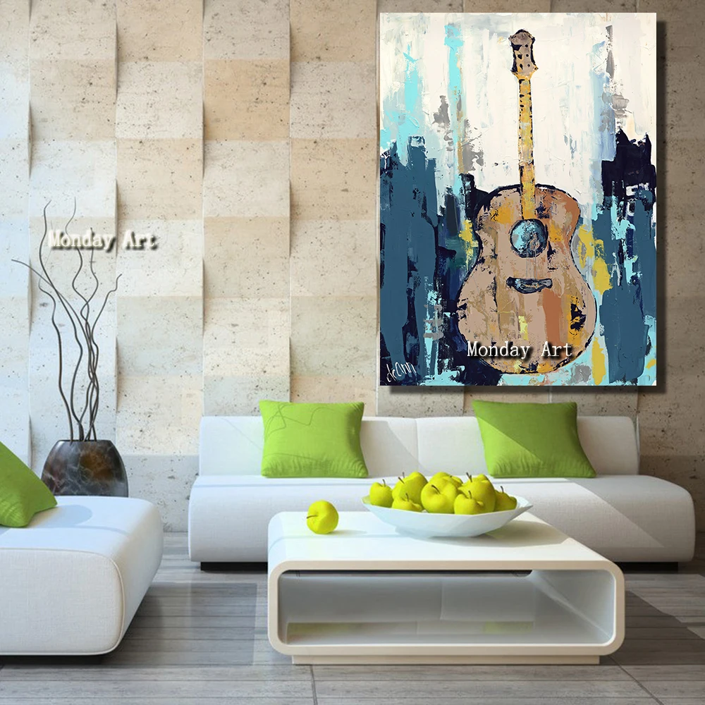 tt Oil Painting Canvas Guitar Music Canvas Wall Pictures for Living Room Home Decor no Framed