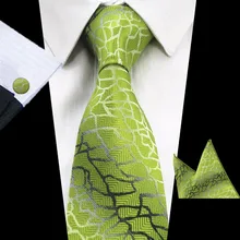 GUSLESON роскошный зеленый галстук 8 см фиолетовый клетчатый галстук Gravata Карманный квадратный платок запонки костюм для свадьбы