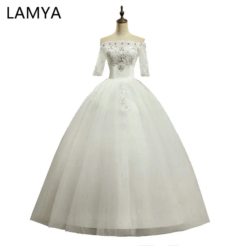 

Princess Half Sleeve Wedding Dress 2019 Vintage Boat Neck Cheap Plus Size Bride Gown Dresses Robe De Mariage wedding dress berta