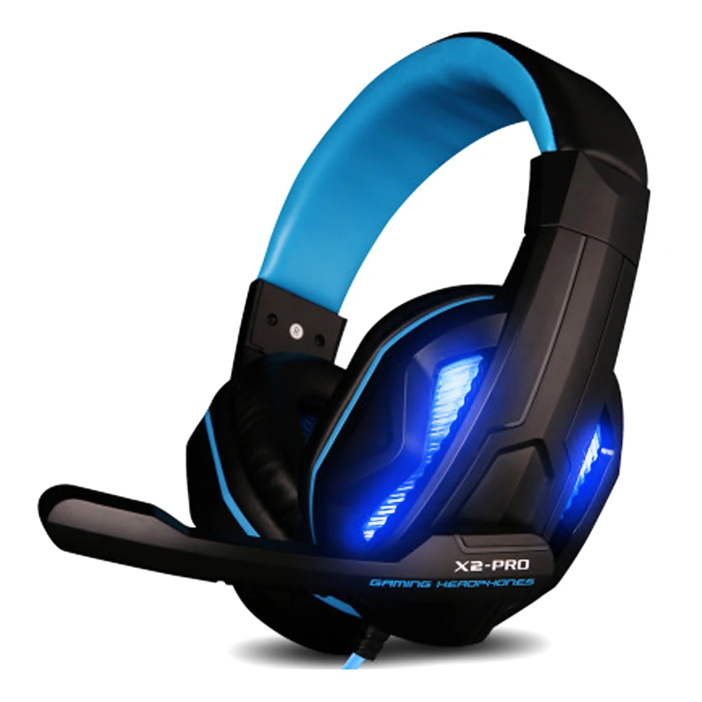  LED Light Gaming Headphones with Mic Stereo Earphone Over-ear Headset Noice Cancel for IOS Android Smartphone Table PC X2 