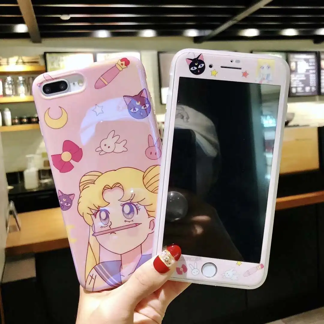 Для iPhone 8plus Bling чехол с принтом &quotСейлор Мун&quot + пленка для экрана из закаленного