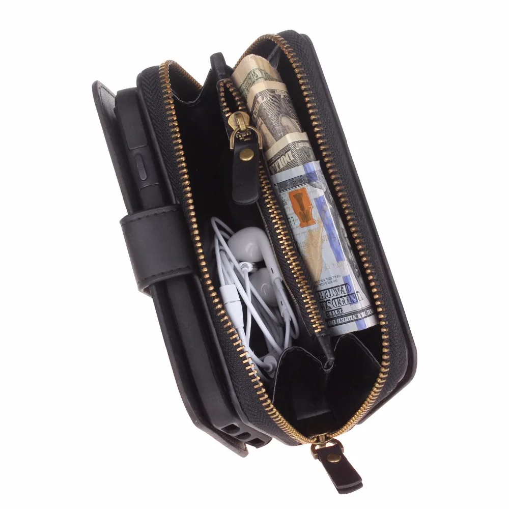 BRG многофункциональный бумажник кожаный чехол для iPhone x 78 Plus 6 S 5s SE кошелек на молнии телефонные чехлы Женская сумочка с отделением для карт чехол