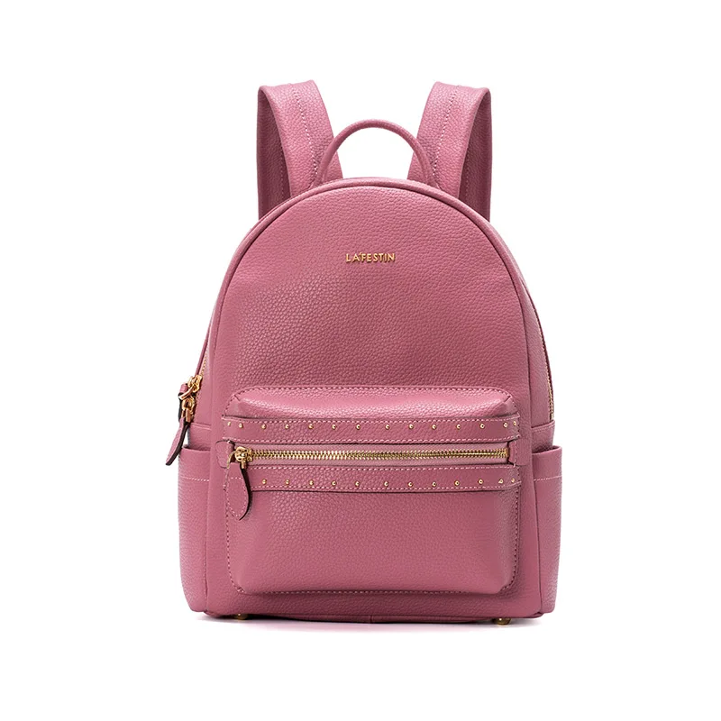 La festin женский рюкзак новая кожаная женская сумка дикий модный простой рюкзак большая Вместительная дорожная сумка mochila mujer - Цвет: Розовый