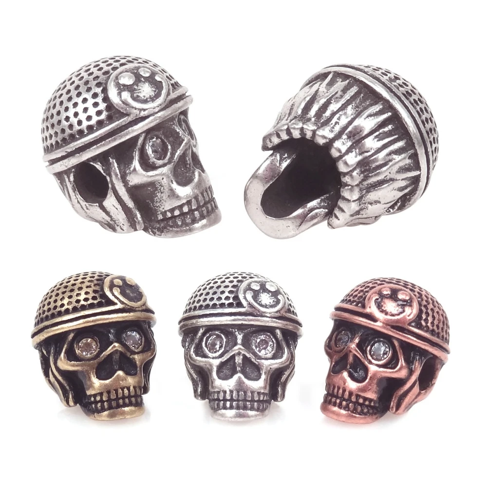 

Jewelry Accessories Antique Silver Brass Metal Micro Pave CZ Skull Skeleton Head Beads for Fashion Men Bracelets Jewelry DIY