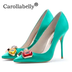 Carollabelly новый бренд женские вечерние туфли женщина Высокие каблуки 10 см Свадебная обувь на каблуках красная роза Для женщин Насосы