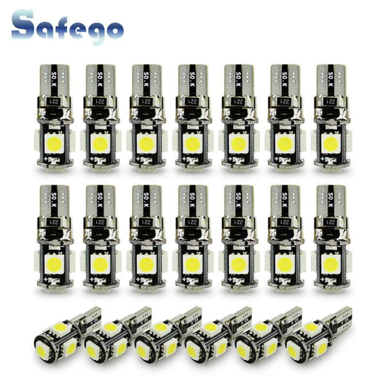 Safego 20 шт. Белый Клин T10 W5W 194 168 5 SMD с canbus без ошибок для автомобиля автомобильная